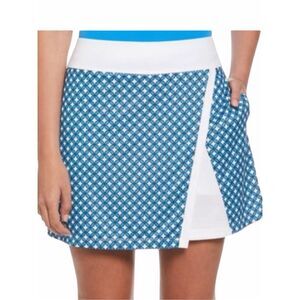 CALLAWAY Women’s Blue White Geo Print Opti-Dri Wrap Golf Skort Size Large
